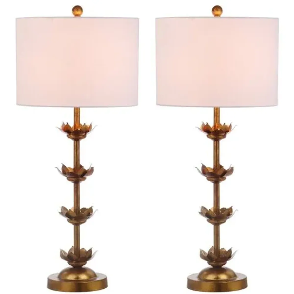 Set of 2 Nolden Floral Table Lamps - Antiqued Gold Leaf