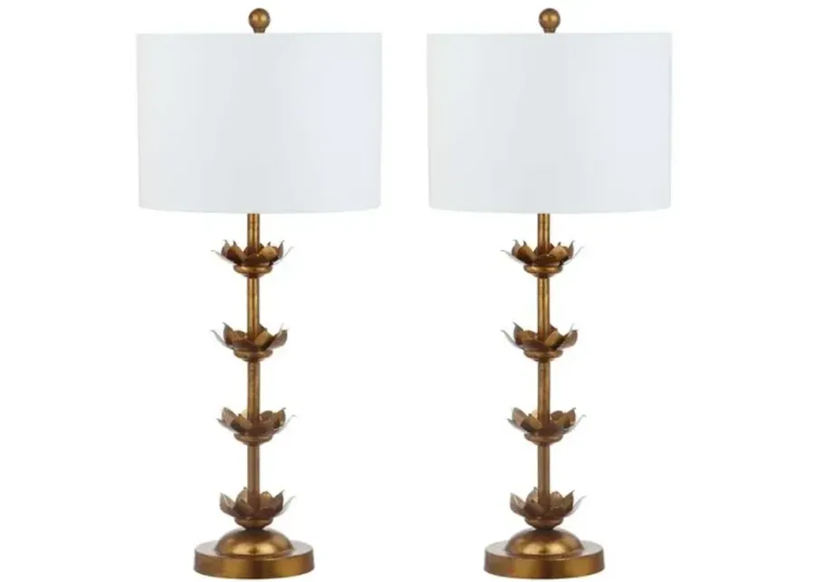 Set of 2 Nolden Floral Table Lamps - Antiqued Gold Leaf