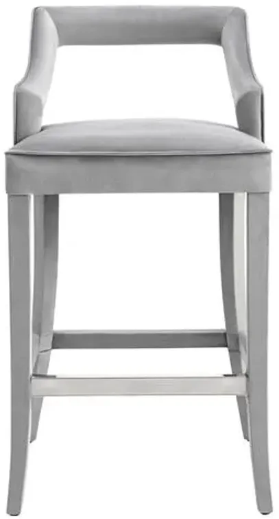 Serena Velvet Barstool - Gray