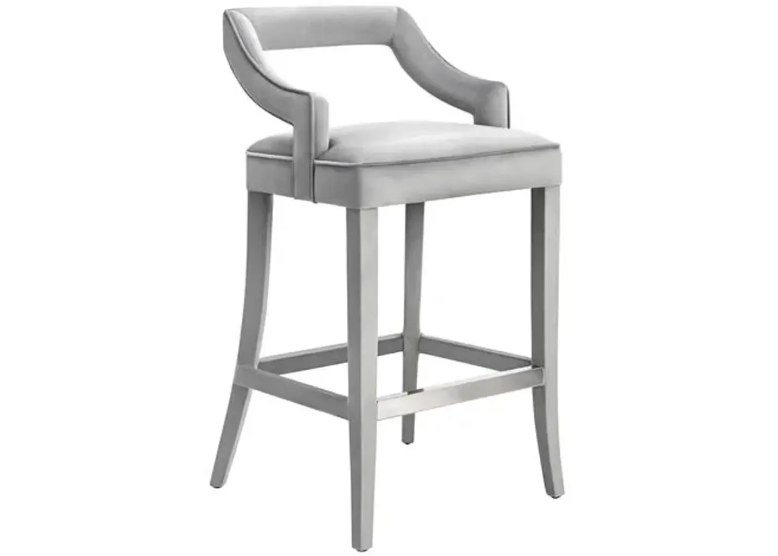 Serena Velvet Barstool - Gray