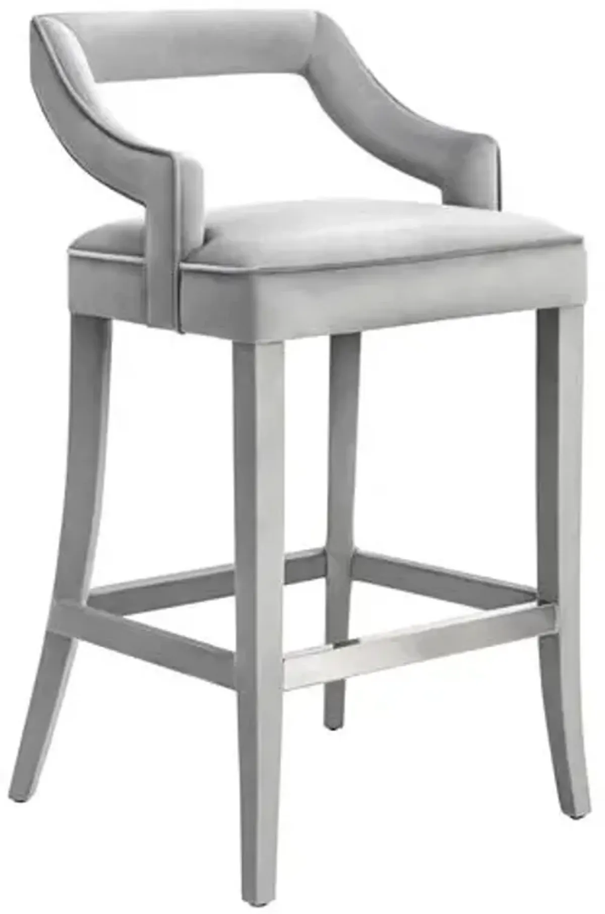 Serena Velvet Barstool - Gray