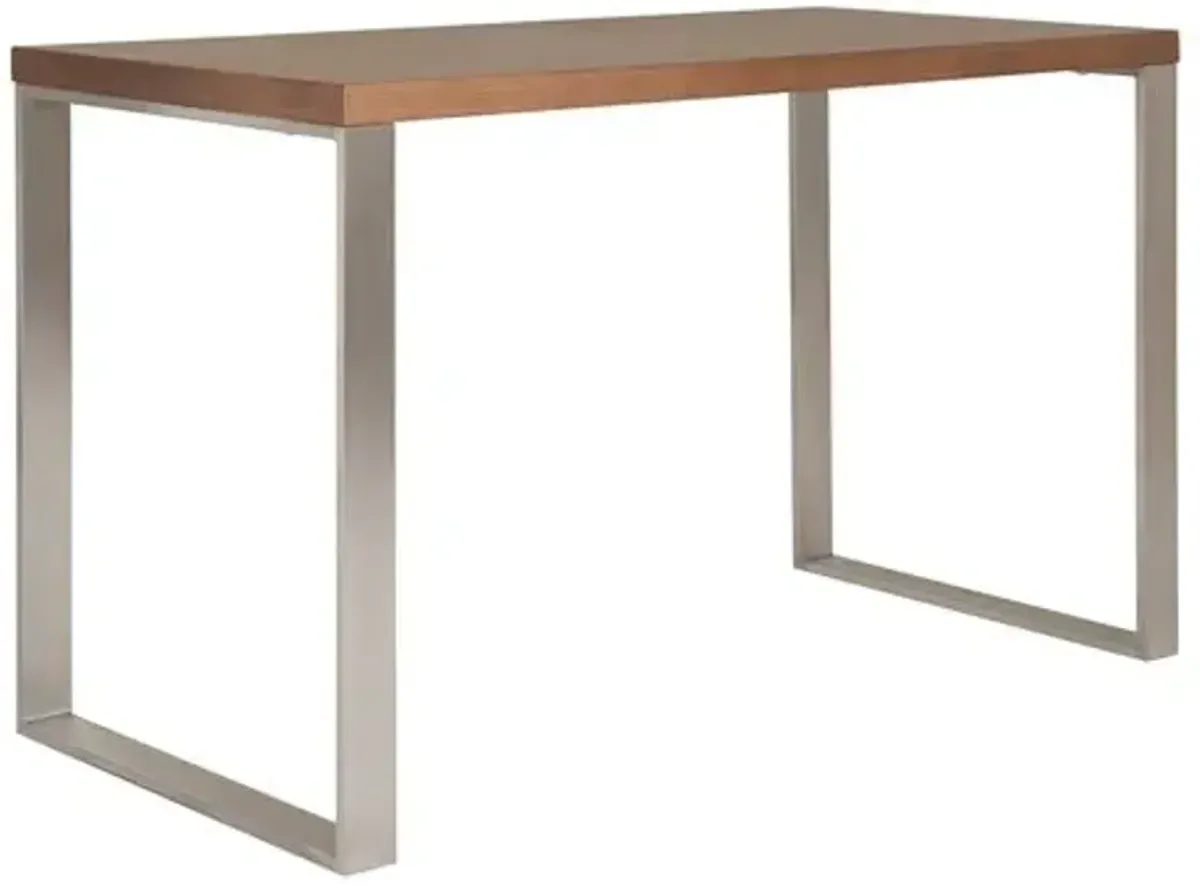 Rey Minimalist Desk - Walnut/Chrome - Brown