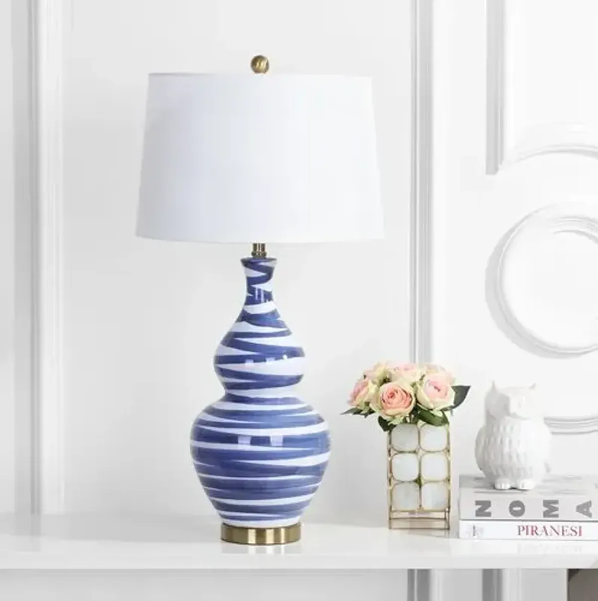 Riley Table Lamp - White/Blue