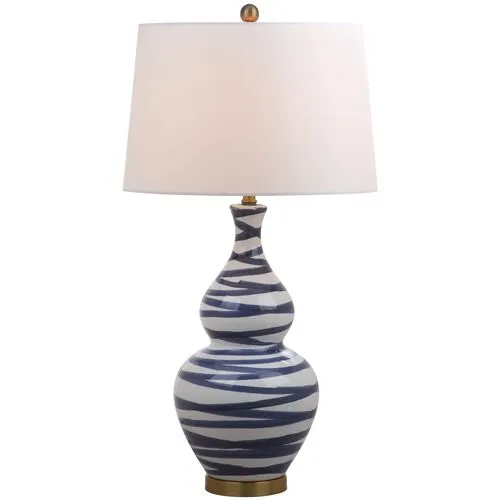 Riley Table Lamp - White/Blue