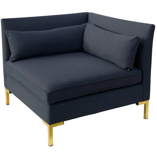 Marceau Linen Corner Chair - Handcrafted - Blue