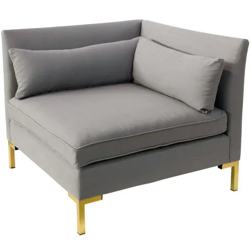 Marceau Linen Corner Chair - Handcrafted - Gray