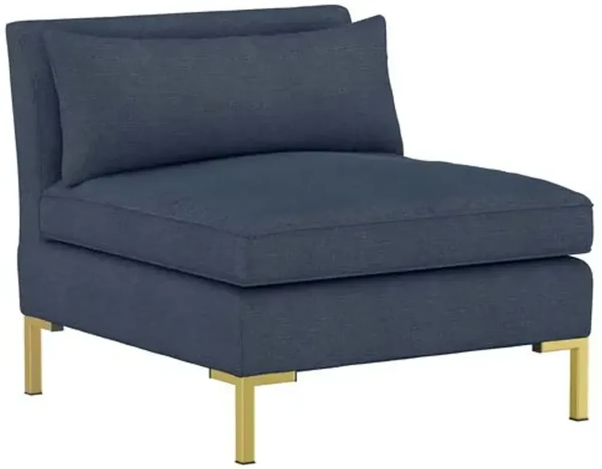 Marceau Linen L-Shaped Sectional - Handcrafted - Blue