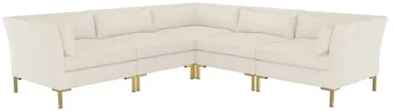 Marceau Linen L-Shaped Sectional - Handcrafted - Beige