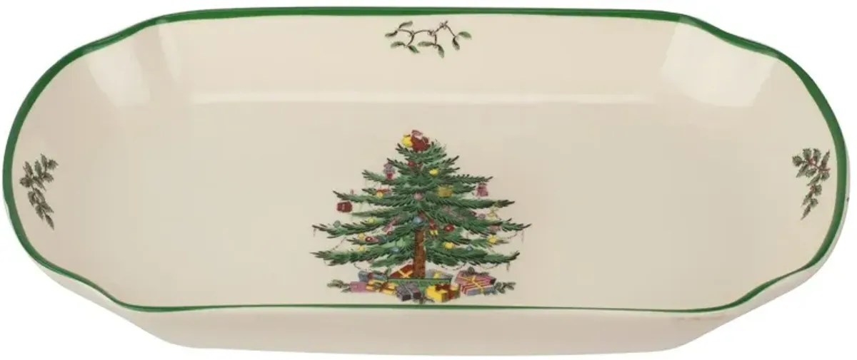 Spode Christmas tree Rectangle Scalloped Tray