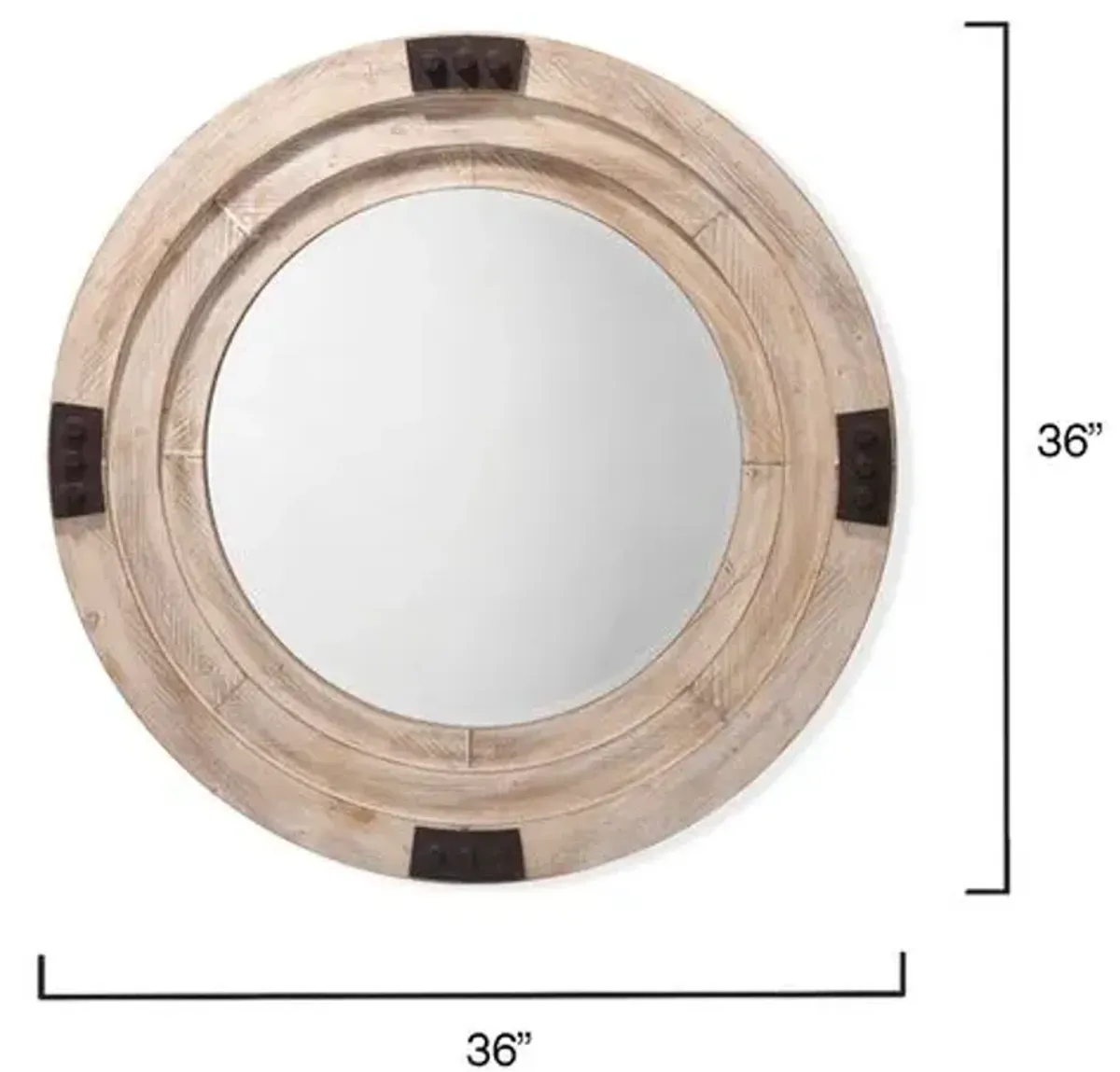 Foreman 36" Round Wall Mirror - Whitewash - Jamie Young Co.