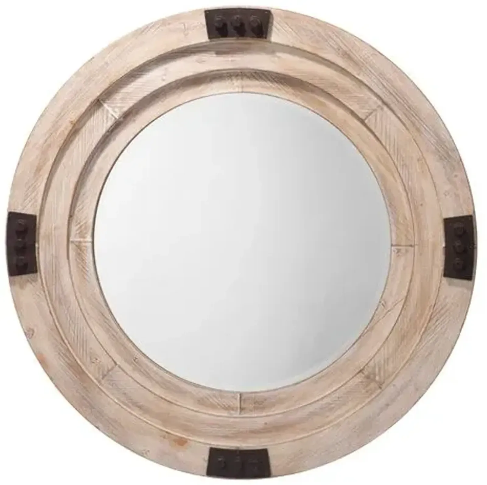 Foreman 36" Round Wall Mirror - Whitewash - Jamie Young Co.