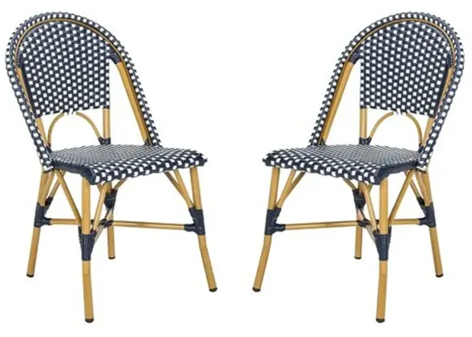 Set of 2 Odeon Stackable Outdoor Side Chairs - Navy/White - Blue