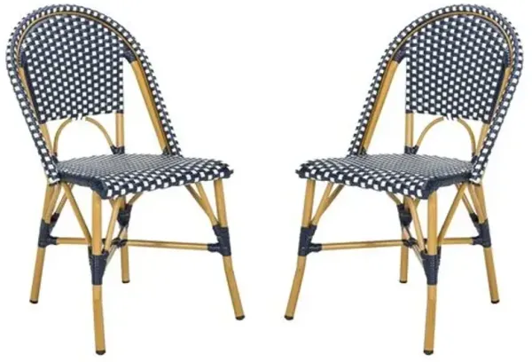 Set of 2 Odeon Stackable Outdoor Bistro Side Chairs - Blue