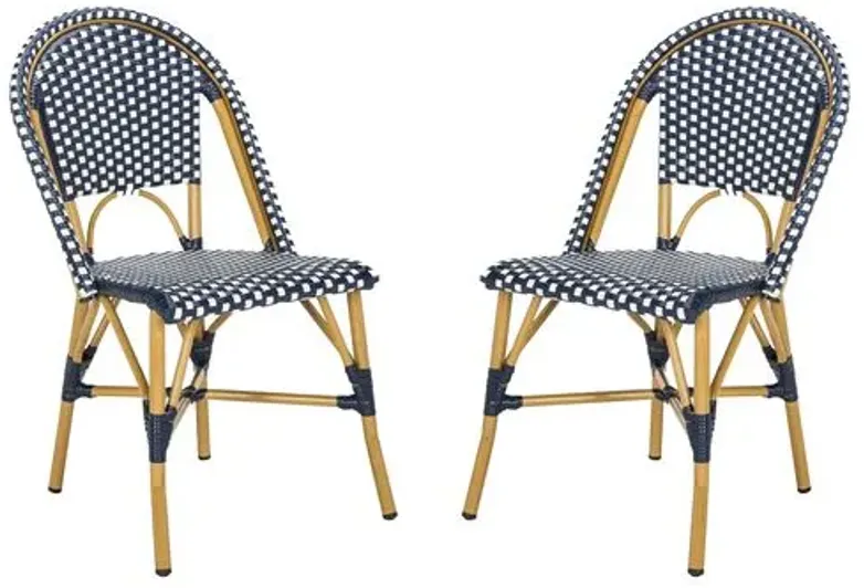 Set of 2 Odeon Stackable Outdoor Side Chairs - Navy/White - Blue