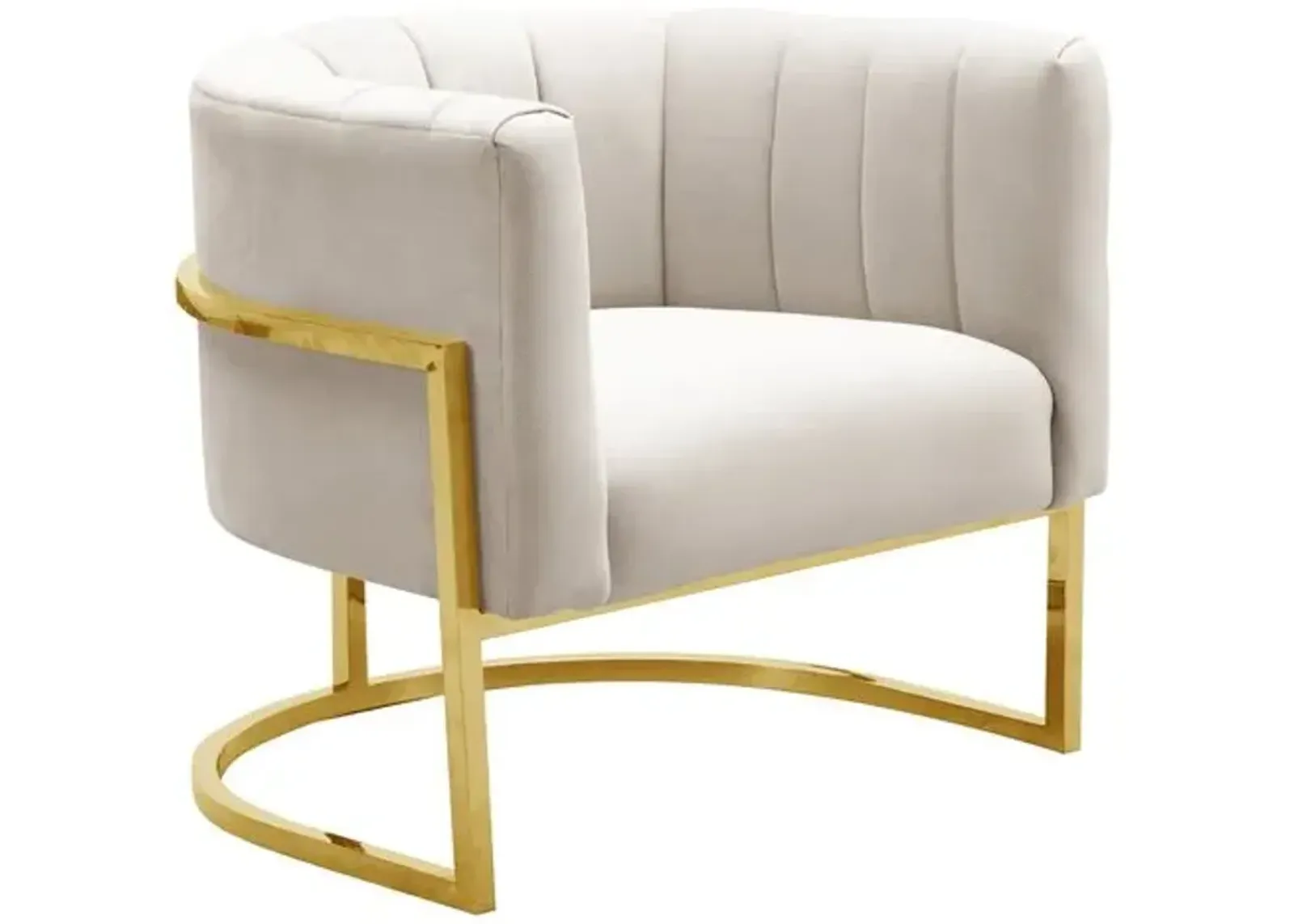 Tondela Accent Chair - Cream Velvet - Beige, Comfortable, Durable, Velvet Upholstery