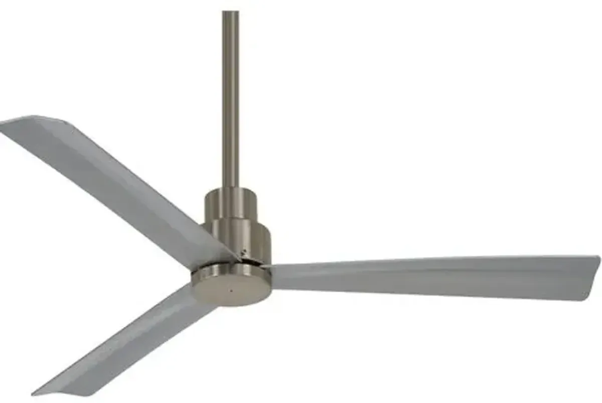 Simple Ceiling Fan - Brushed Nickel Wet - Silver - 3 Blades - 3 Blades, Hardwired, Hand-Held Remote Control