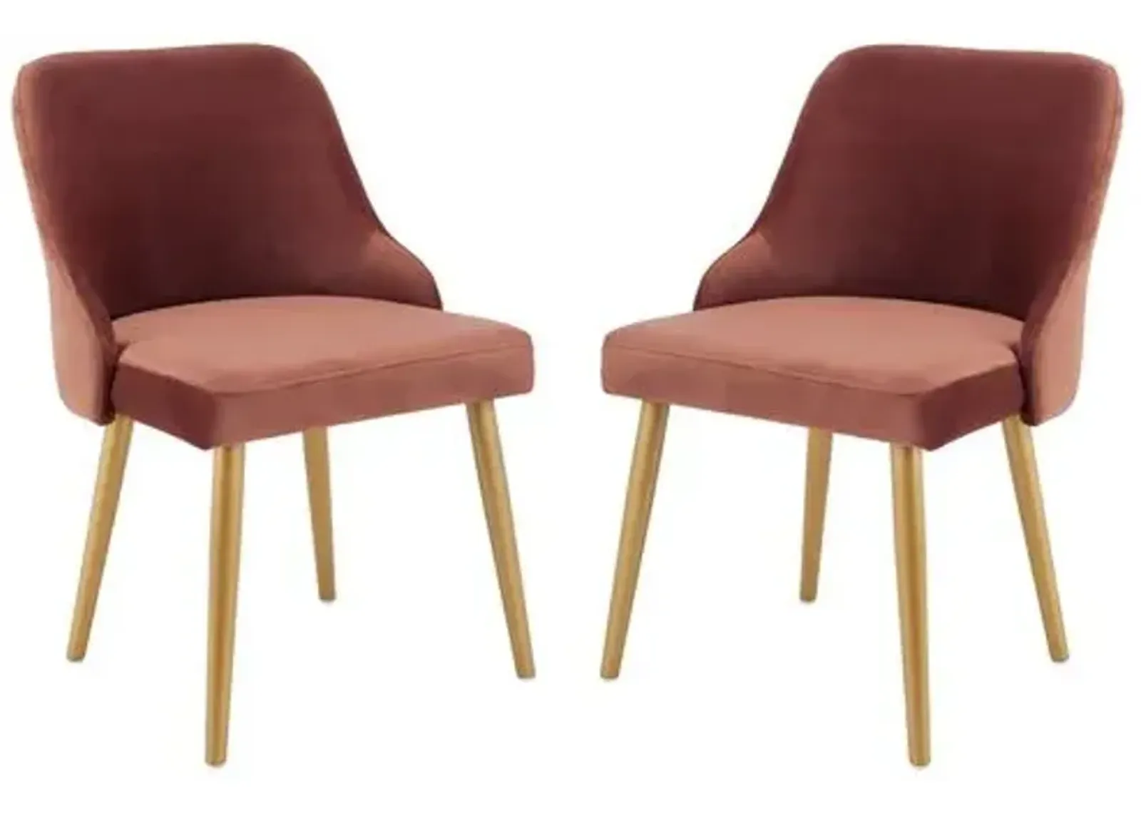 Set of 2 Andover Side Chairs - Dusty Rose Velvet - Red