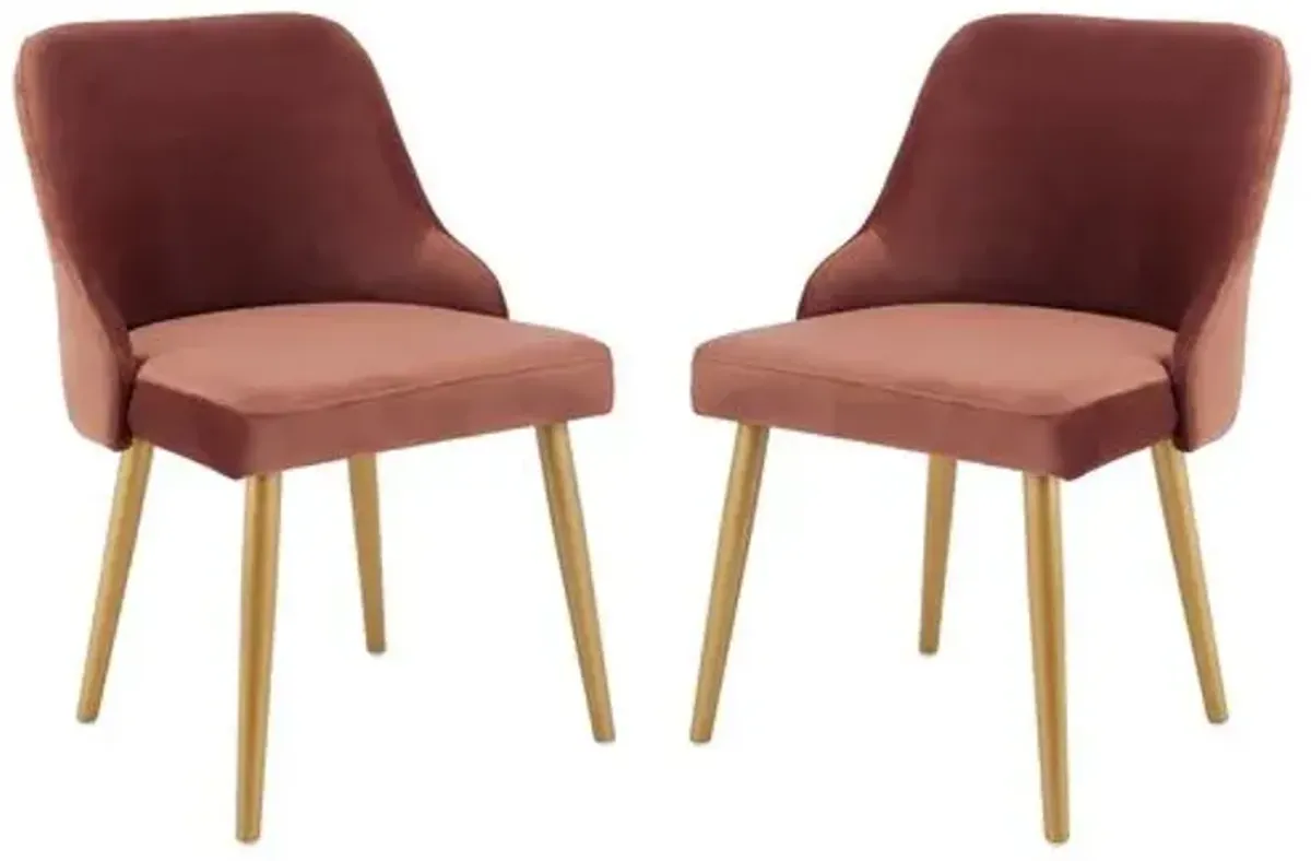 Set of 2 Andover Side Chairs - Dusty Rose Velvet - Red