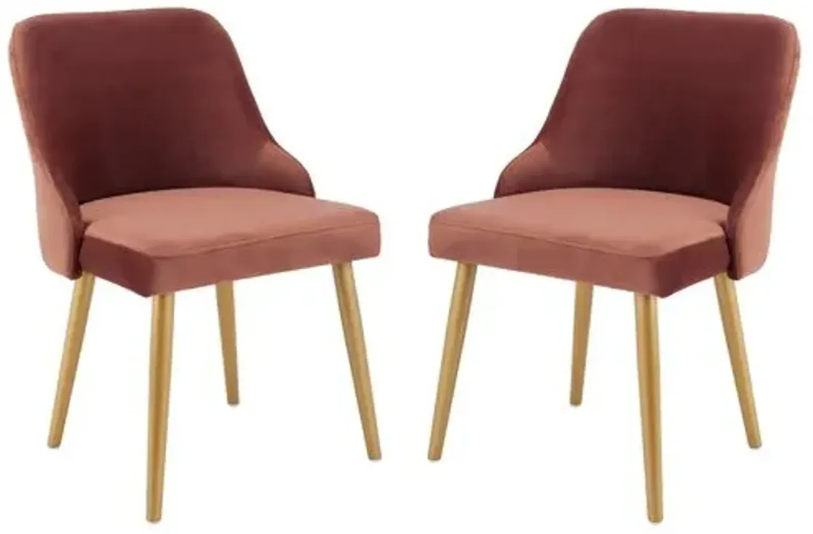 Set of 2 Andover Side Chairs - Dusty Rose Velvet - Red