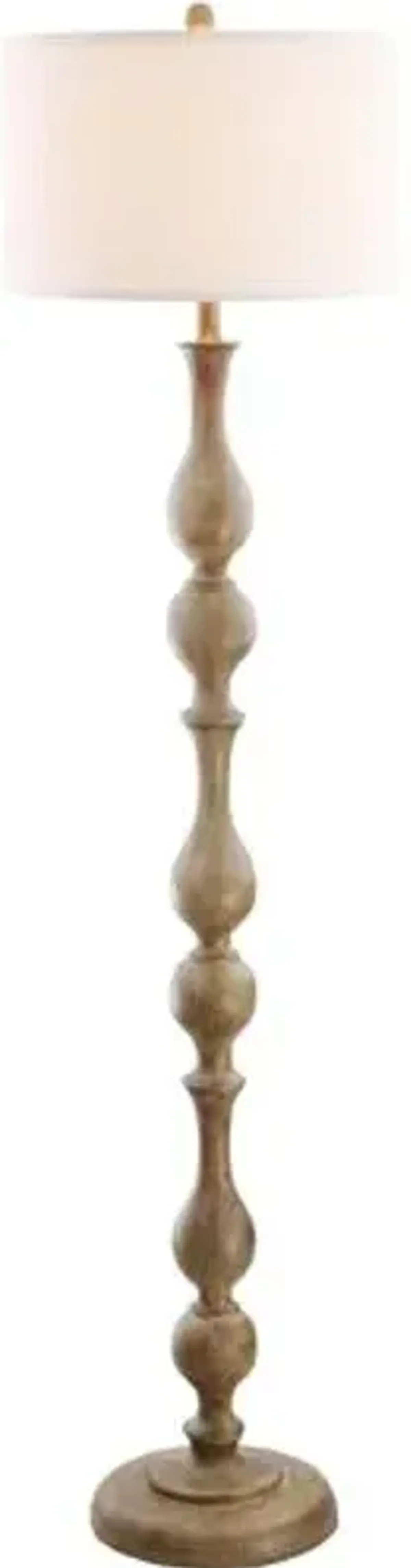 Glenn Carved Wood Floor Lamp - Brown