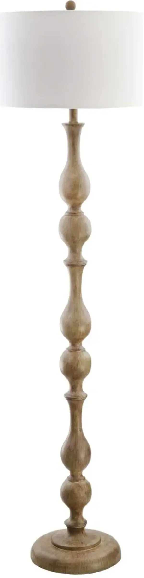 Glenn Carved Wood Floor Lamp - Brown