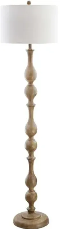 Glenn Carved Wood Floor Lamp - Brown