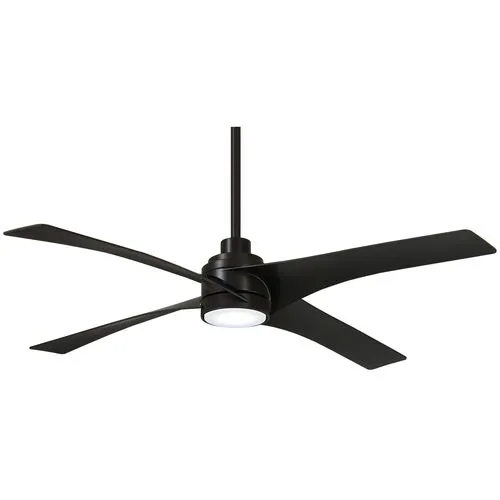 Swept LED Ceiling Fan - Kocoa - Black, Hardwired, Hand-Held Remote Control