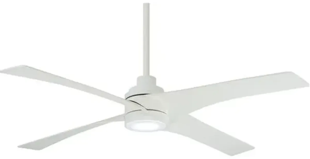 Swept LED Ceiling Fan - Flat White, Hardwired, Hand-Held Remote Control