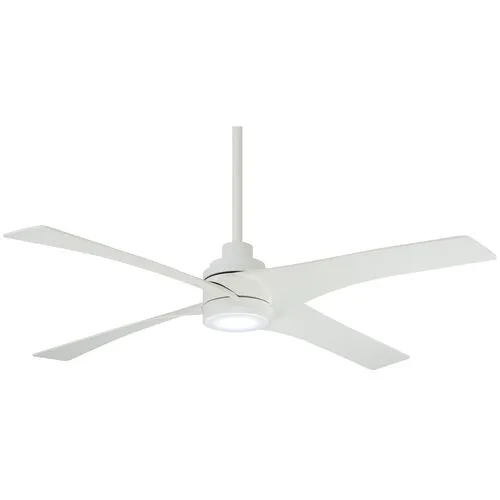 Swept LED Ceiling Fan - Flat White, Hardwired, Hand-Held Remote Control