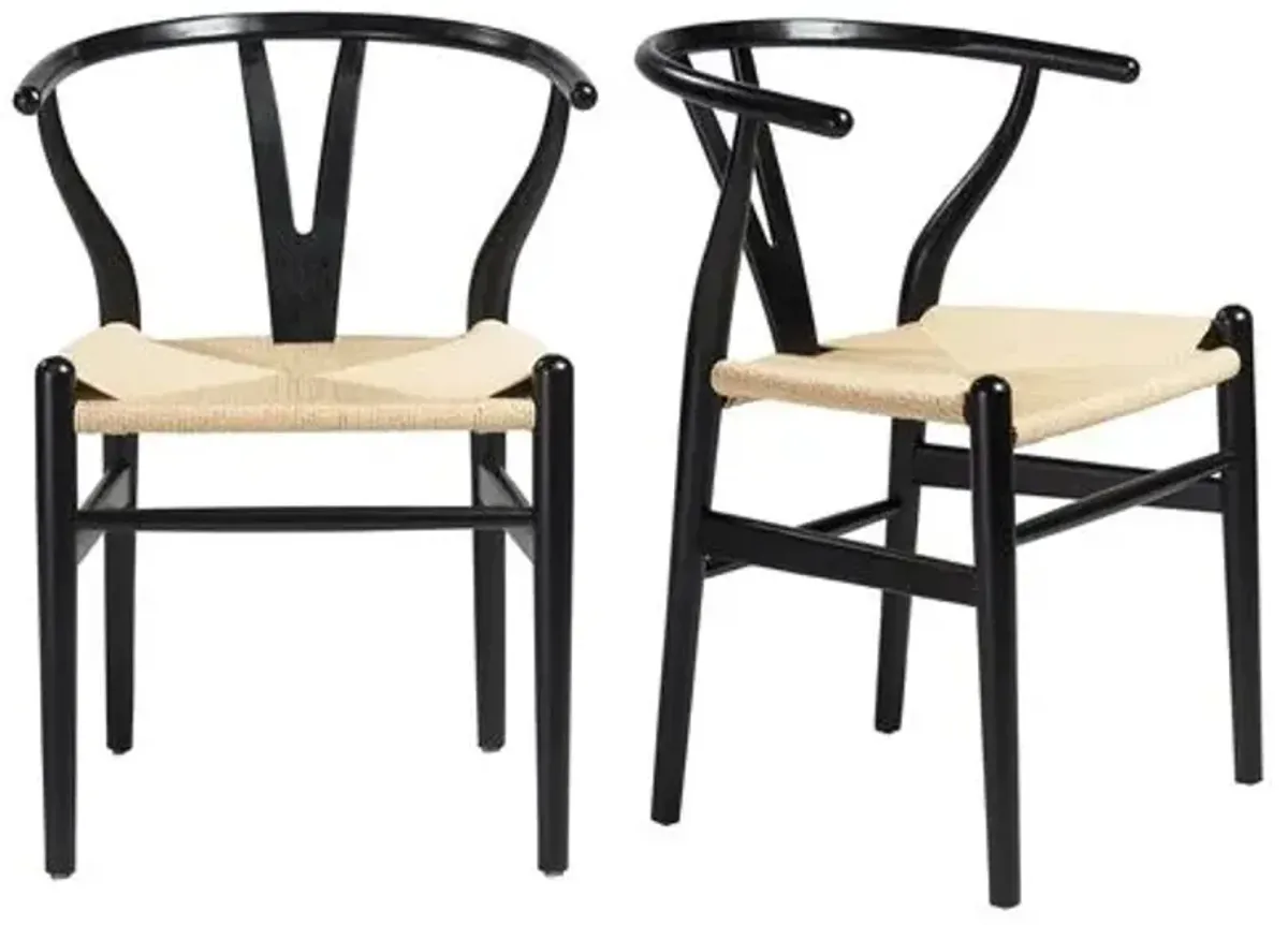 Set of 2 Nina Side Chairs - Black/Natural