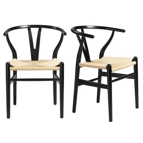 Set of 2 Nina Side Chairs - Black/Natural