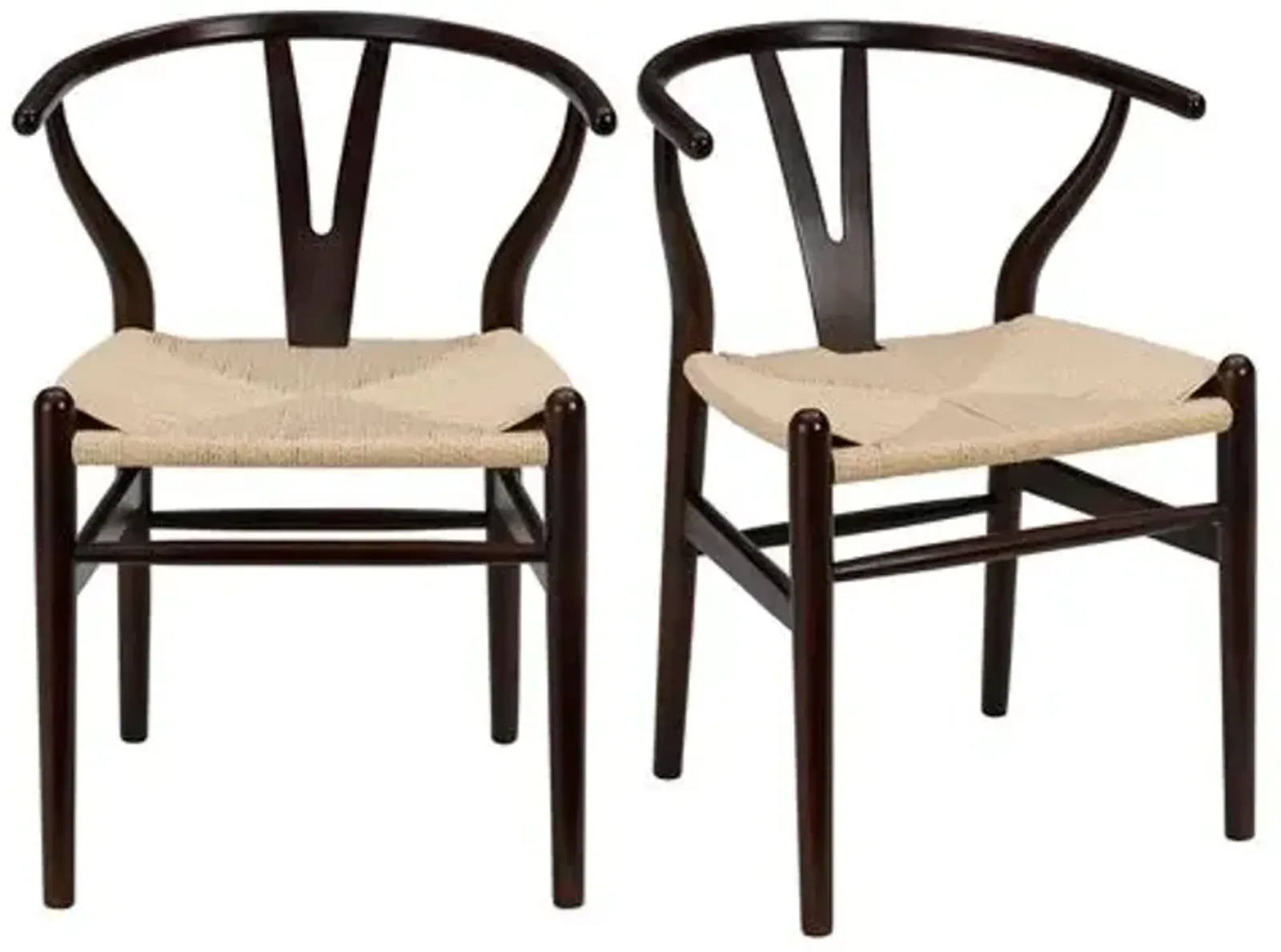 Set of 2 Nina Side Chairs - Walnut/Natural - Brown