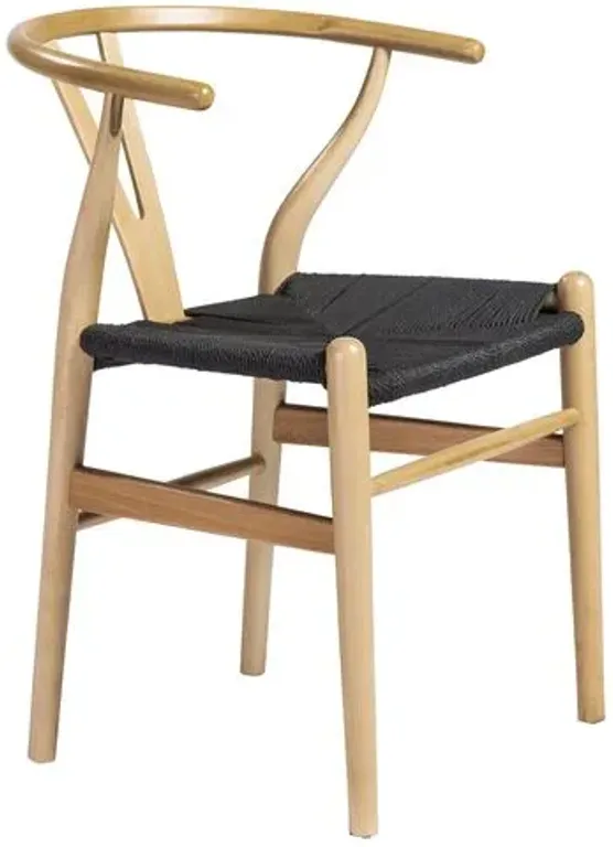 Set of 2 Nina Side Chairs - Natural/Black - Beige