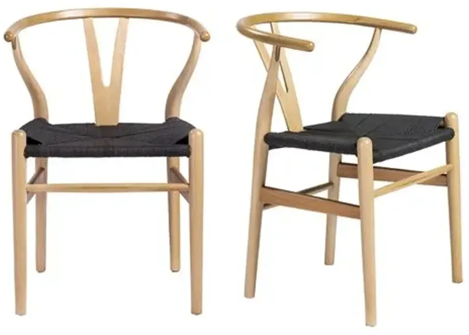 Set of 2 Nina Side Chairs - Natural/Black - Beige