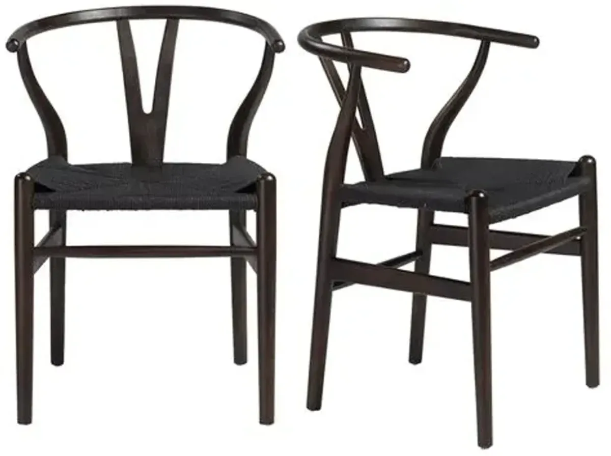 Set of 2 Nina Side Chairs - Walnut/Black