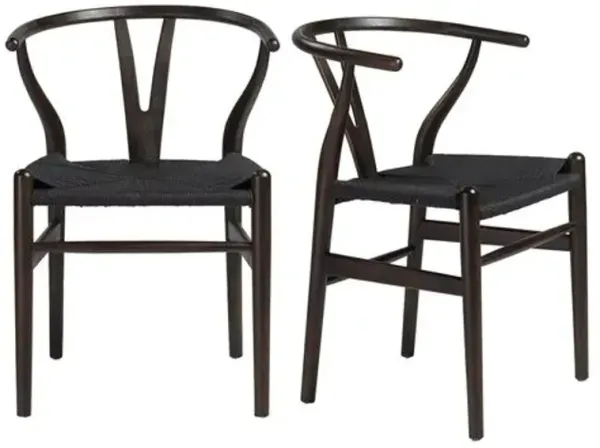 Set of 2 Nina Side Chairs - Walnut/Black