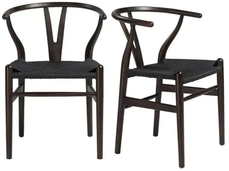 Set of 2 Nina Side Chairs - Walnut/Black