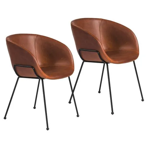 Set of 2 Andie Armchairs - Dark Brown - Black