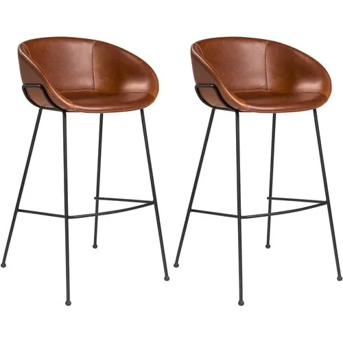 Set of 2 Andie Barstools - Dark Brown