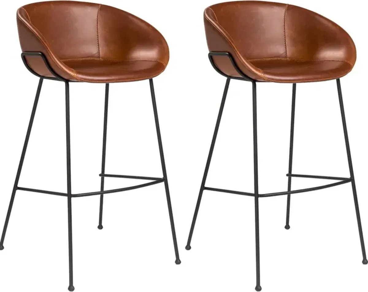 Set of 2 Andie Barstools - Dark Brown