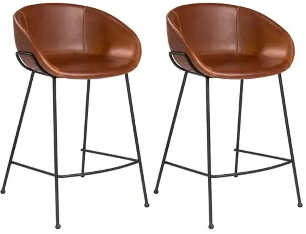 Set of 2 Andie Counter Stools - Dark Brown