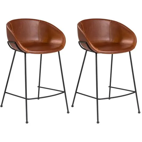 Set of 2 Andie Counter Stools - Dark Brown