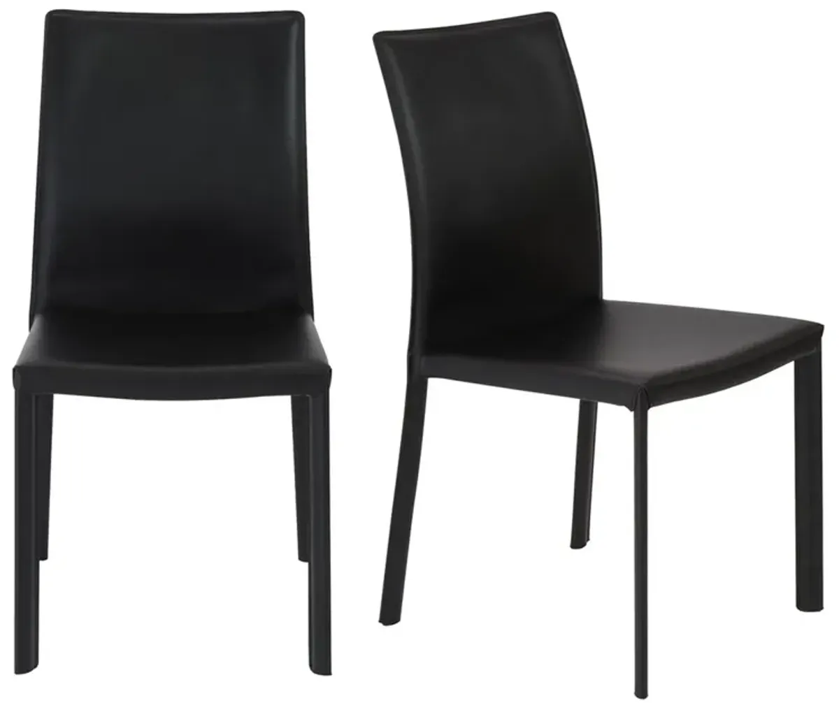 S/2 Callen Side Chairs, Black Faux Leather