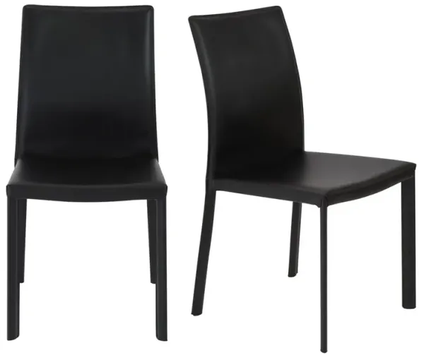 S/2 Callen Side Chairs, Black Faux Leather