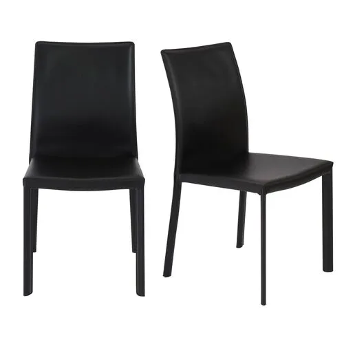 Set of 2 Callen Side Chairs - Black Faux Leather