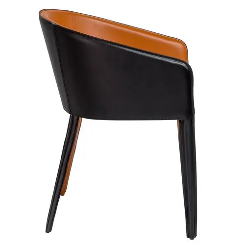 Casey Leatherette Armchair - Cognac/Black - Brown