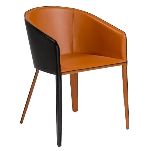 Casey Leatherette Armchair - Cognac/Black - Brown