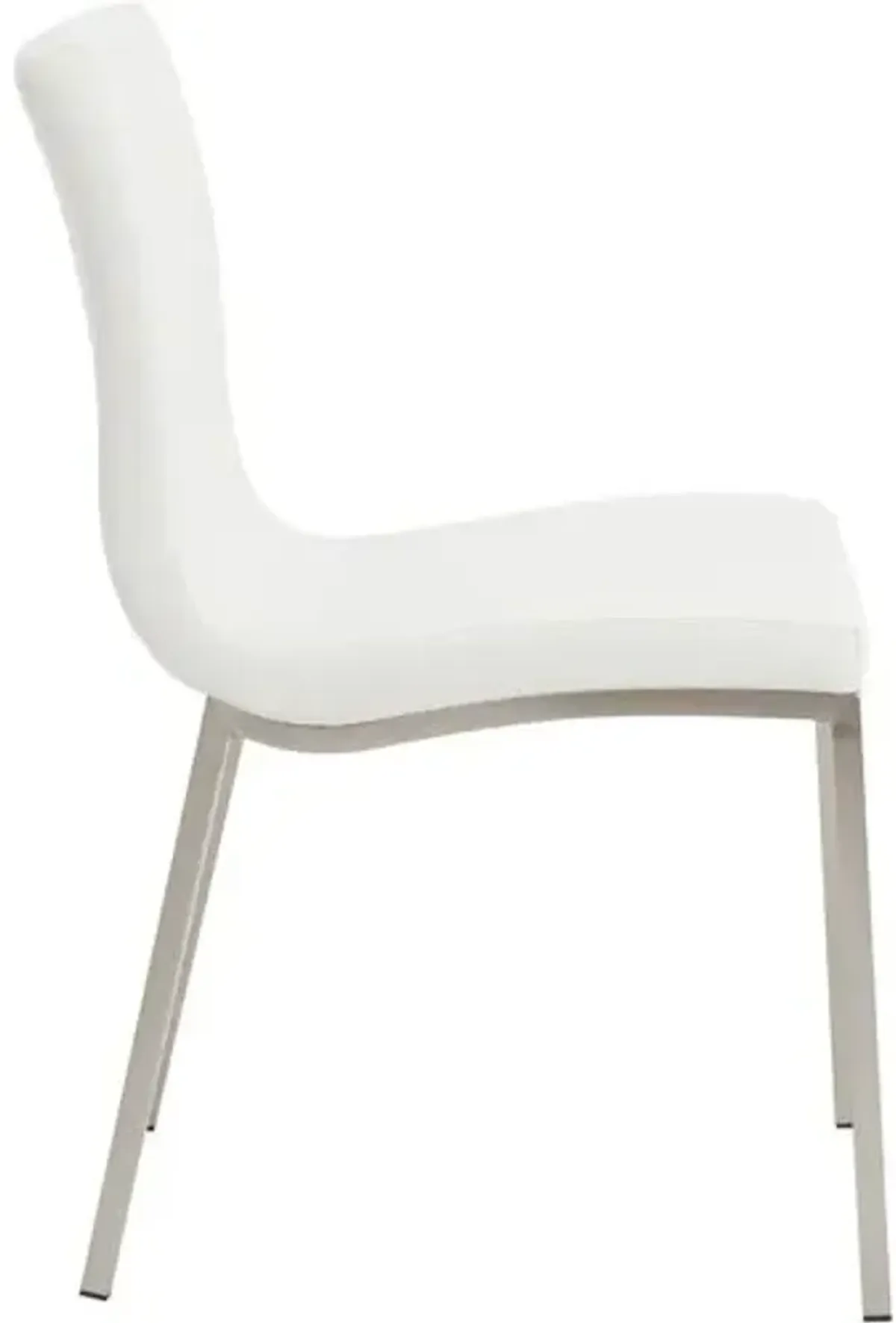 Set of 2 Mia Side Chairs - Steel/White Faux Leather