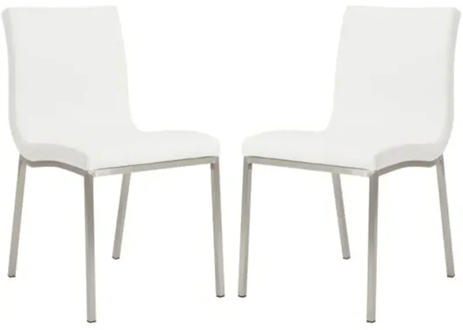 Set of 2 Mia Side Chairs - Steel/White Faux Leather