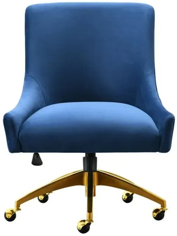 Georgia Swivel Desk Chair - Navy Velvet - Blue